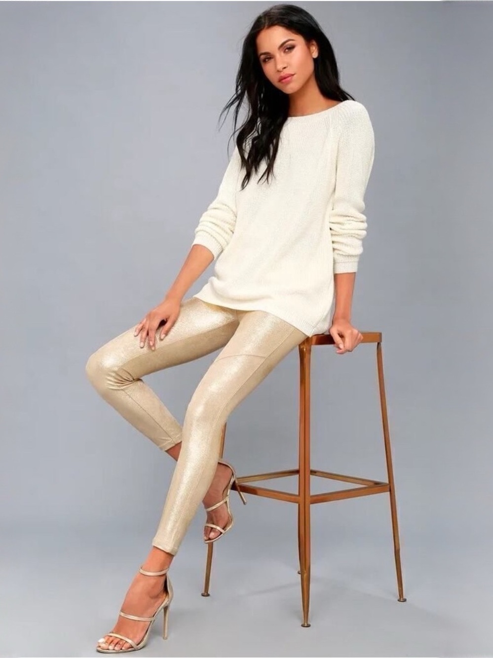 Free People Gold Metallic Vegan Suede Pants